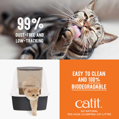 Catit Go Natural Pea Husk Clumping Cat Litter, Tofu, Lavender, 14 L, Dust Free & Lightweight Cat Litter, Easy to Scoop, Litiere Pour Chat