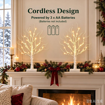 PEIDUO Birch Tree for Christmas Decorations with Timer, Lighted Birch Tree Prelit Fall Decor with 24 LED Warm White Lights, Artificial Tree Lights for Indoor Tabletop Christmas Home Decor (2PK) 🍁 All In One Marketplace Canada