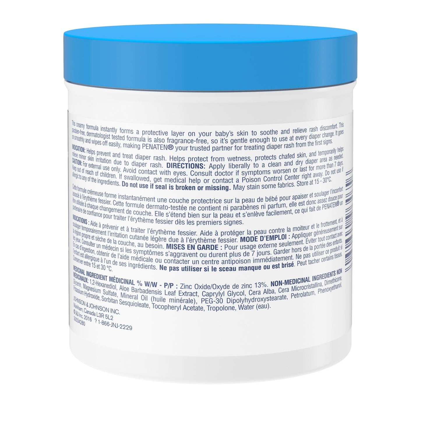 Penaten Medicated Diaper Rash Cream with 13% Zinc Oxide for Baby and Adult Essentials - Soothes, Heals & Protects Sore Skin, Paraben-Free, Fragrance-Free, Dermatologist Tested - 454 Grams