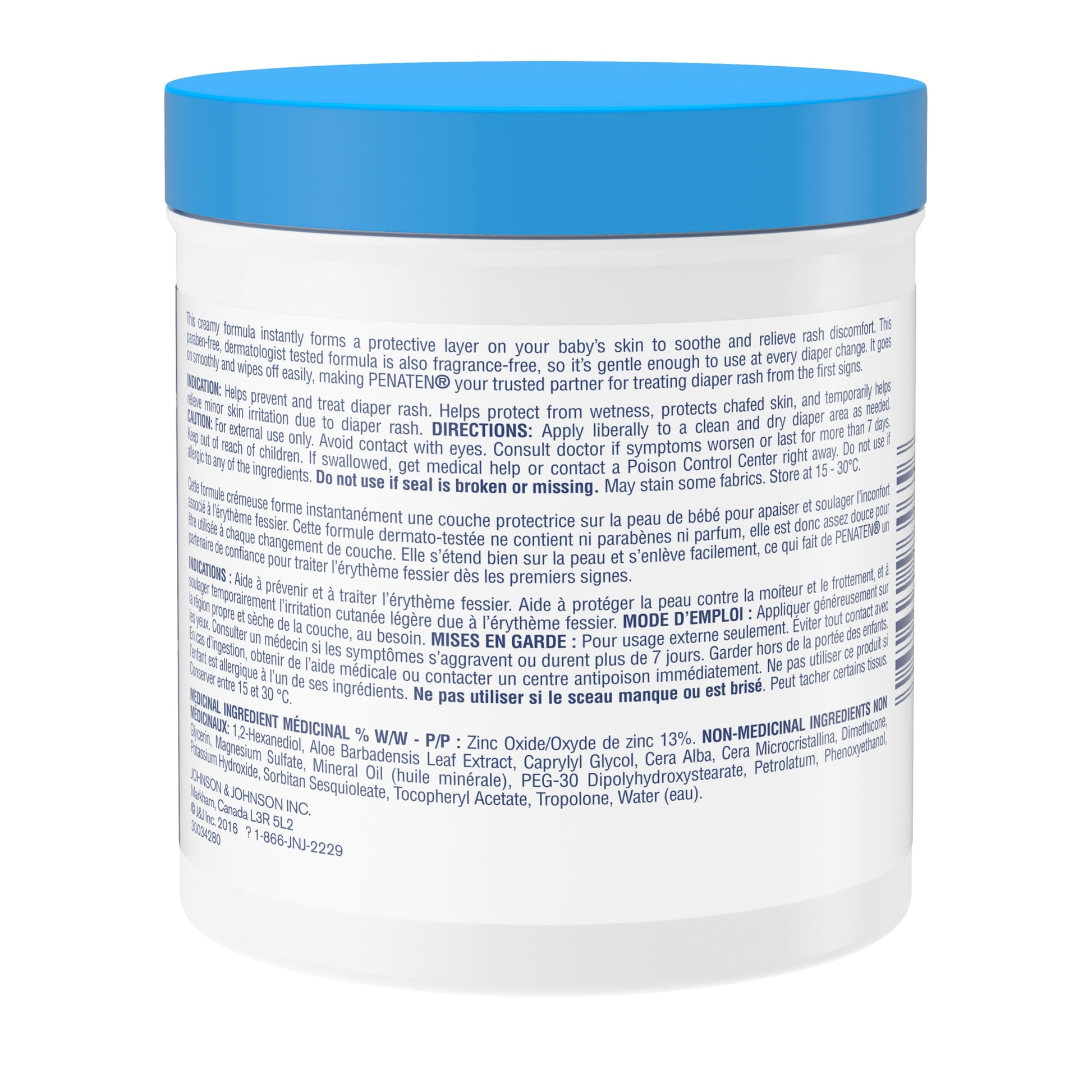 Penaten Medicated Diaper Rash Cream with 13% Zinc Oxide for Baby and Adult Essentials - Soothes, Heals & Protects Sore Skin, Paraben-Free, Fragrance-Free, Dermatologist Tested - 454 Grams