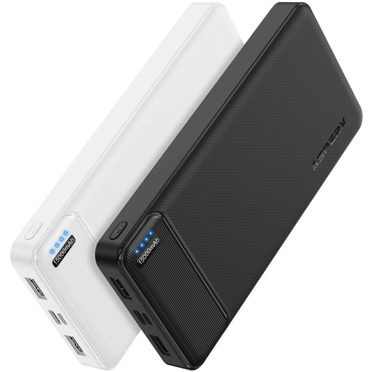 AsperX 2-Pack 15000mAh Portable Charger Power Bank 3A Fast Charging, USB C Output Portable Battery Bank External Battery Pack for iPhone 17/16/15/14/13, Galaxy, Google LG,Tablets and Heated Vest