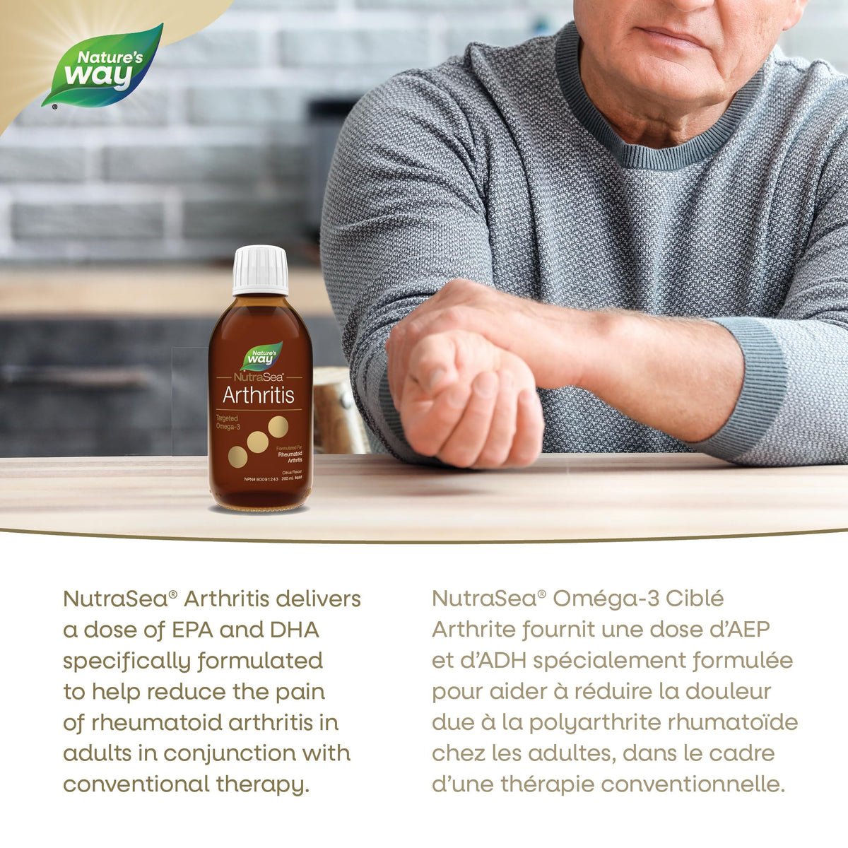 Nature's Way NutraSea Omega-3 - Arthritis - Rheumatoid Arthritis Support 2800mg (1800 mg EPA, 1000 mg DHA), Citrus Flavour, 200ml Liquid