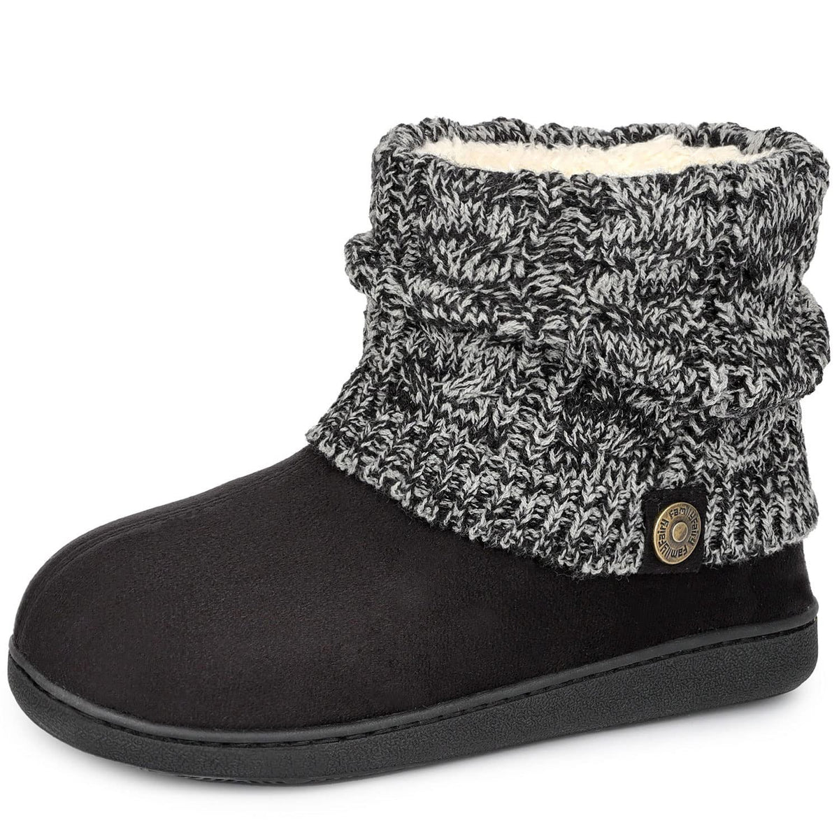 FamilyFairy Women's Bootie Slippers Warm Winter Boots Black, 9-10 🍁 All In One Marketplace Canada