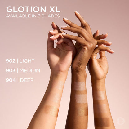 L’Oréal Paris Lumi Glotion Jumbo, Highlighter Makeup, Natural Glow Enhancer for Face & Body, Instantly Hydrates and Illuminates Skin, Sheer Colour Tint, Offers a Sunkissed Glow, 904 Deep, 100 mL