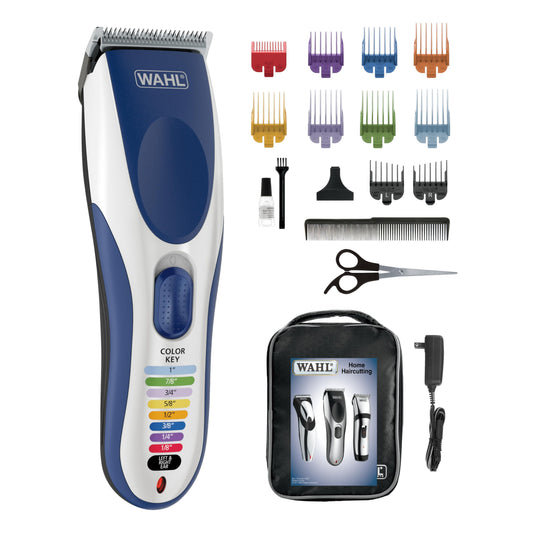 Wahl Canada Color Pro, Haircutting Kit with Colour Coded Guide Combs, Powerful, long-lasting motor for smooth & easy haircuts, Colour coded key makes it easy to select the correct size guide comb, World Wide Voltage - Model 3100 - Available at All In One Marketplace Canada