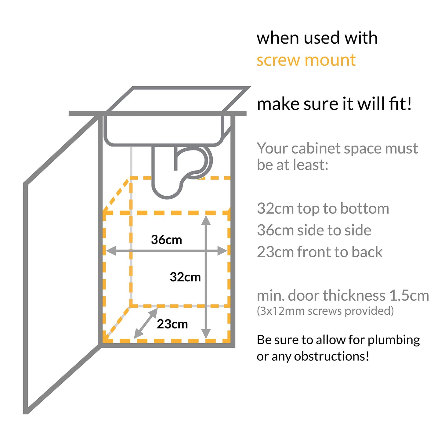 simplehuman 10 Liter / 2.6 Gallon In-Cabinet Trash Can, Heavy-Duty Steel Frame, Black simplehuman