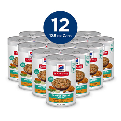 Hill's Science Diet Adult Perfect Weight Canned Dog Food, Hearty Vegetable & Chicken Stew 12 x 354 g Can 🍁 All In One Marketplace Canada