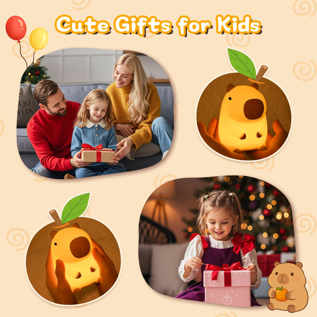 FULLOSUN Capybara Night Light for Kids, Soft Silicone Touch Lamp with Dim 🍁 All In One Marketplace Canada