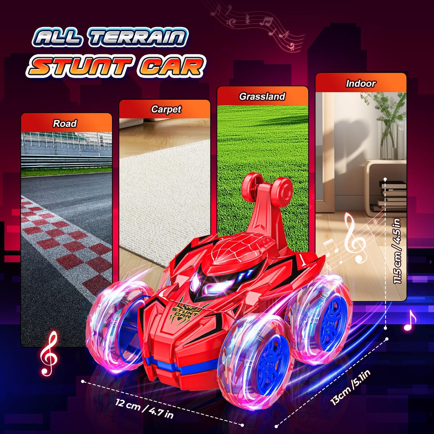 Spider Remote Control Cars for Kids,decked Car Toys Stunt Car Toy for Boys Age 3-9 Remote Control Car for Kids 4-8 Year Old Easter Birthday Gifts for Boys 3-5 Years Old Girls - Available at All In One Marketplace Canada