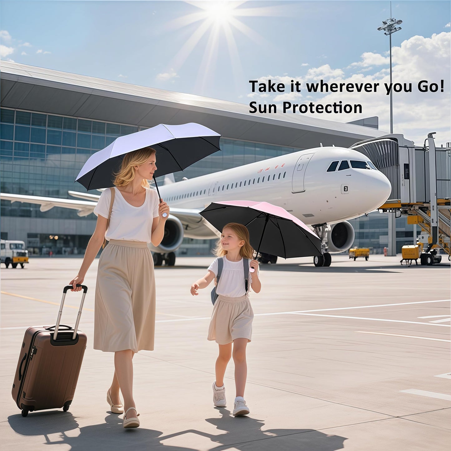 BAODINI Travel Mini Umbrella for Purse With Case-Small Compact UV Umbrella Protection Sun-Lightweight Tiny Pocket Umbrella Sun Blocking for Women, Girls and Men - Available at All In One Marketplace Canada