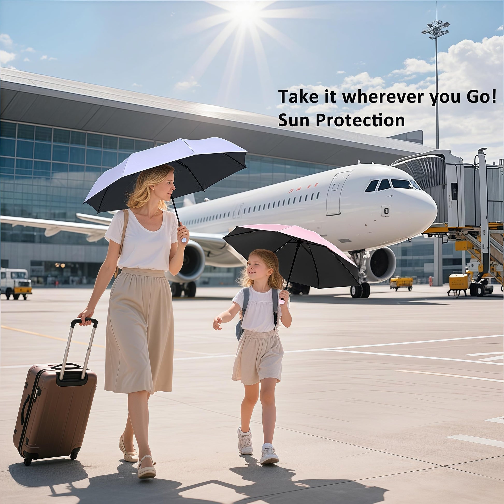 BAODINI Travel Mini Umbrella for Purse With Case-Small Compact UV Umbrella Protection Sun-Lightweight Tiny Pocket Umbrella Sun Blocking for Women, Girls and Men - Available at All In One Marketplace Canada
