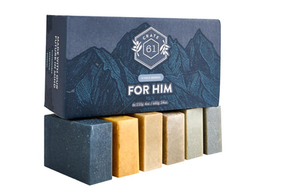 Crate 61, Vegan Natural Bar Soap, Handmade Soap With Premium Essential Oils, Cold Pressed Face And Body Bar Soap For Men And Women 6 Pack (For Him) - Available at All In One Marketplace Canada
