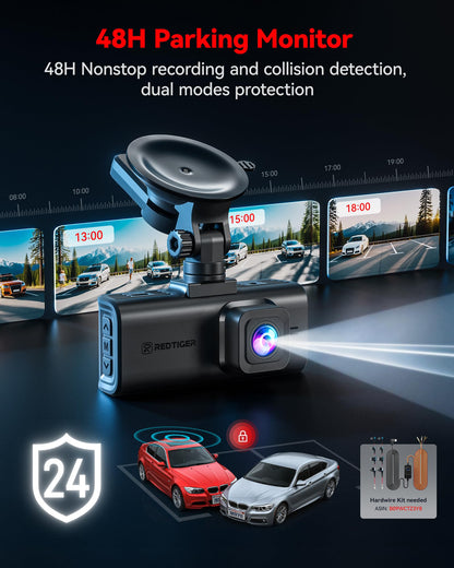 REDTIGER 4K Dash Cam Front and Rear, STARVIS 2 Sensor, Touch Screen 3.18", Voice Control, 20MB/s 5.8GHz WiFi 6 Car DashCam with 128GB Card, GPS, Night Vision, Emergency Lock, Parking Mode(F7N Touch)