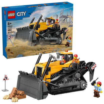 LEGO City Yellow Bulldozer Construction Site Building Toy for Kids, Ages 8+ - Pretend Play Set & Construction-Themed Building Blocks W/Toy Bulldozer Idea for Boys & Girls - 60466 LEGO