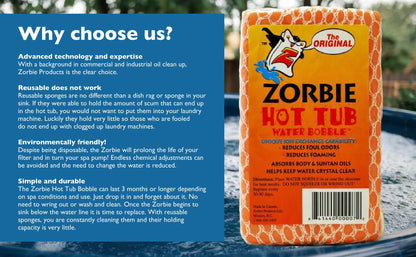 Zorbie Water Bobble Hot Tub Oil Scum Absorber - Scum Absorbing Sponge for Spas and Hot Tubs - Naturally Cleaner Water with Spa Sponges for Hot Tubs - Orange Floating Bobble with String- Single Package