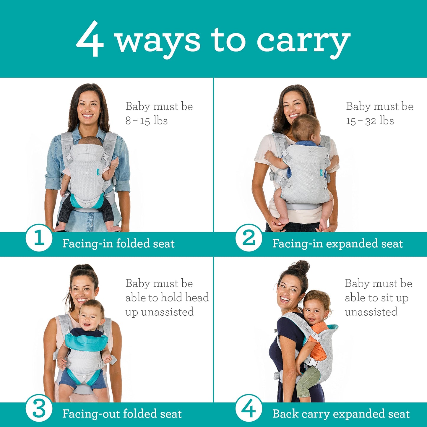 Infantino Flip 4-in-1 Baby Carrier Convertible Ergonomic, Light & Airy 🍁 All In One Marketplace Canada