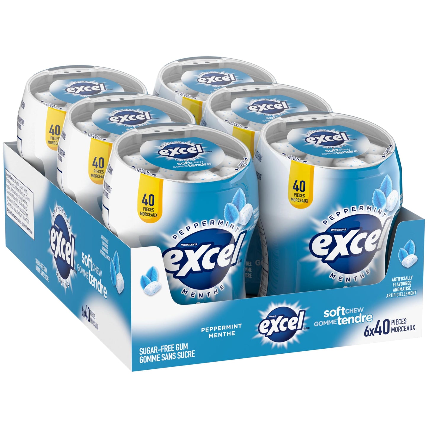 Excel Peppermint Sugar-Free Soft Chew Gum - 40 Pieces, 6-Pack Bundle
