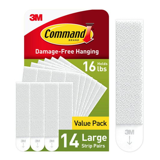 Command Large Picture Hanging Strips - Damage Free Wall Hangers for Back to School Dorm Organization - 14 White Adhesive Pairs (28 Strips)