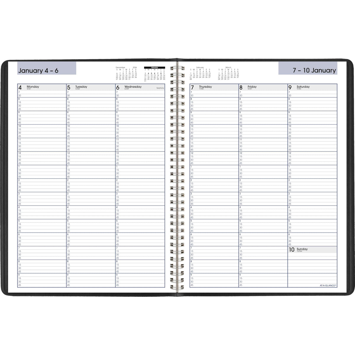 AT-A-GLANCE 2027 Appointment Book Planner, Weekly, 8" x 11", Quarter-Hourly, DayMinder, Black (G5200027)