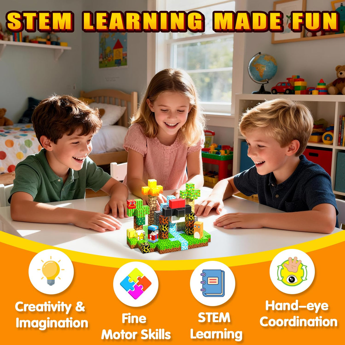 SSAWER Magnetic Blocks, 208PCS Light Up Building Cube Toys Gifts for Kids 🍁 All In One Marketplace Canada