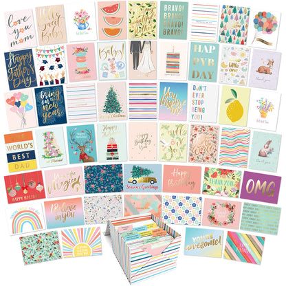Sweetzer & Orange 100 All Occasion Cards & Envelopes Set - Greeting Notecards Assortment Box - Birthday Cards Bulk for Office, Thank You, Holiday, Blank Notecards & more – Organizer Box Included - Available at All In One Marketplace Canada