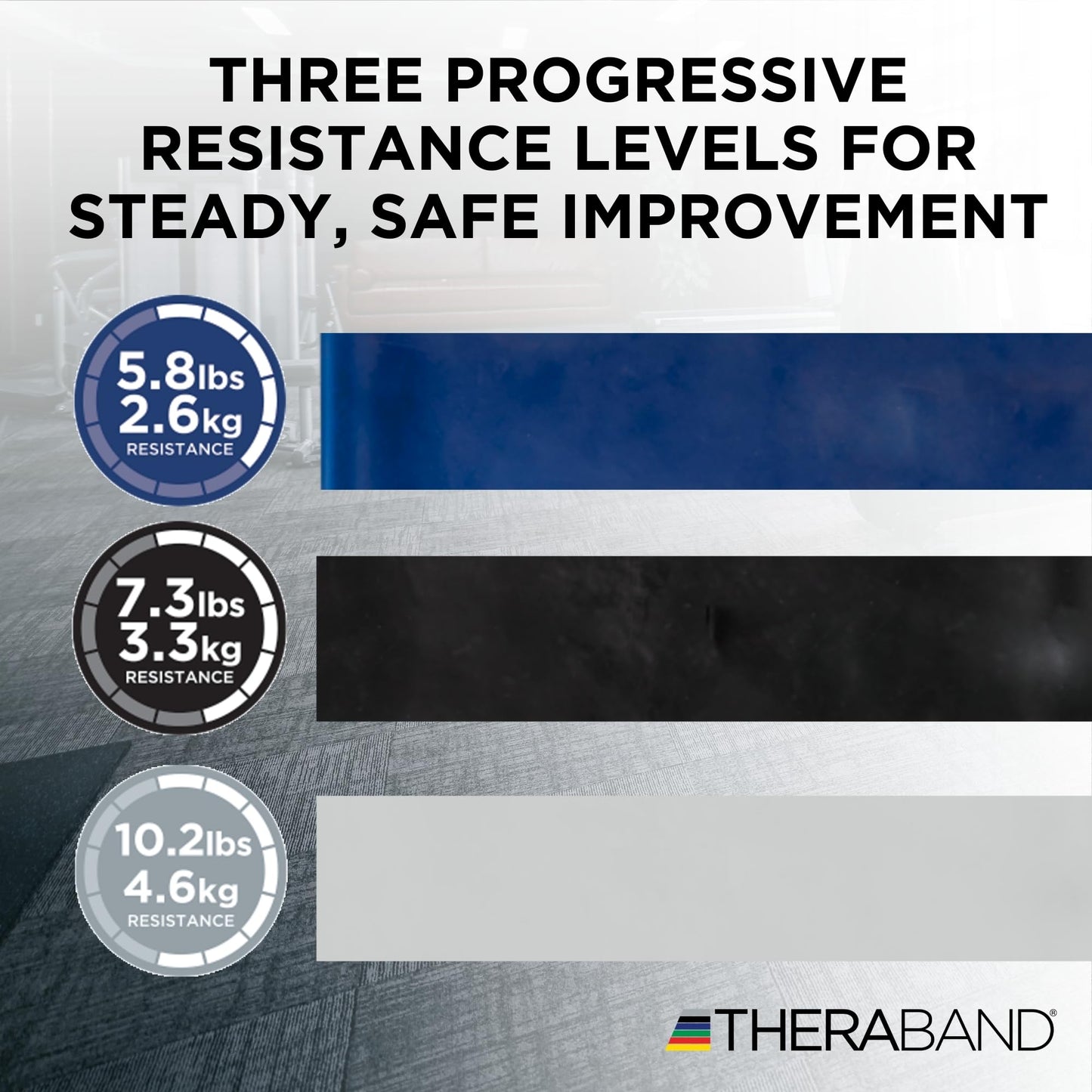TheraBand Resistance Bands Set, Professional Non-Latex Elastic Band For Upper & Lower Body Exercise, Strength Training without Weights, Physical Therapy, & Pilates, Silver & Blue & Black, Advanced 🍁 All In One Marketplace Canada