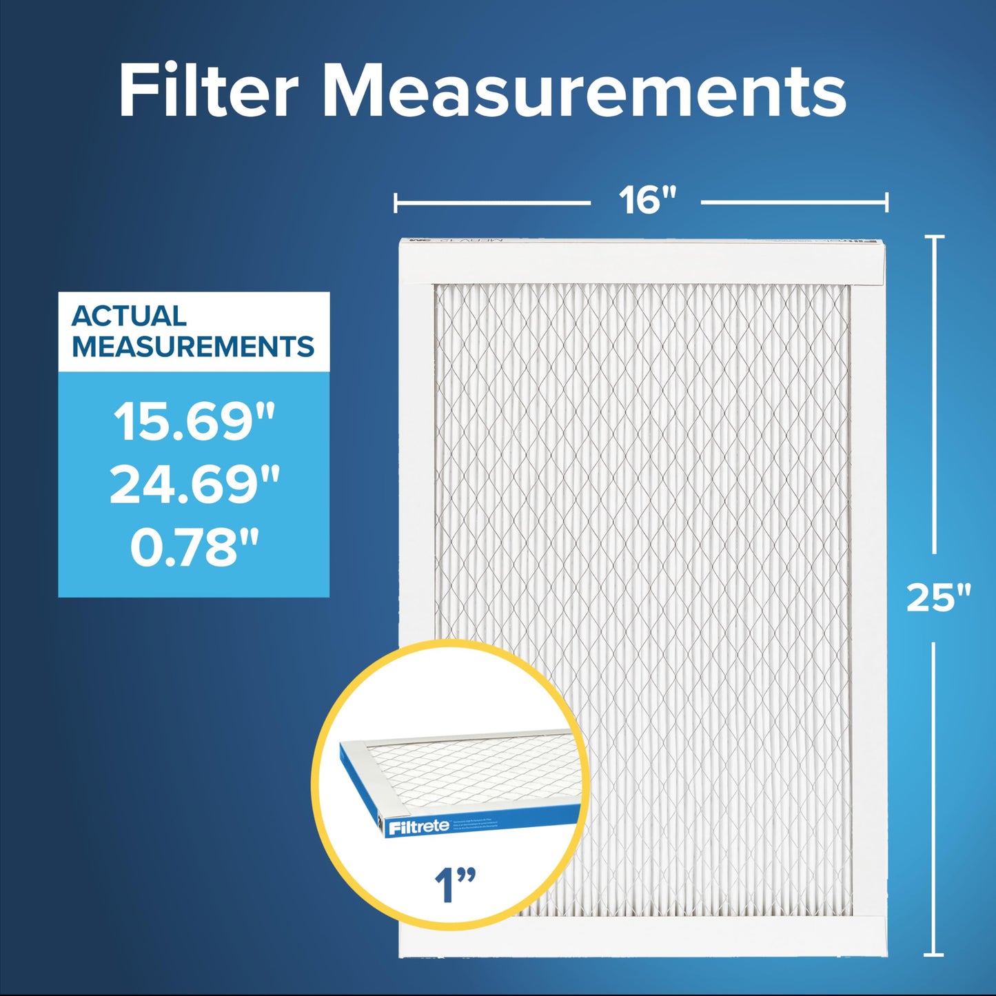 Filtrete 16x25x1 AC Furnace Air Filter, MERV 13, MPR 1900, Premium Allergen, Bacteria & Virus, 3-Month Pleated 1-Inch Electrostatic Air Cleaning Filter, 4-Pack (Actual Size 15.69 x 24.69 x 0.78 in) Filtrete