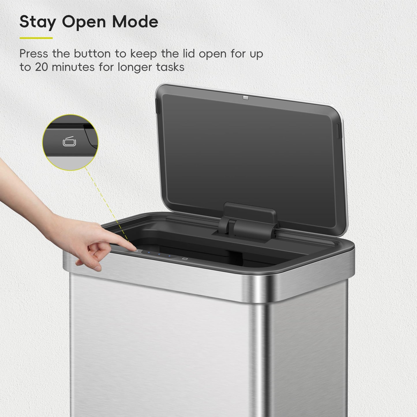 EKO Nova Sensor Trash Can, 21 Gallon/80 Liter Stainless Steel Rectangular Touchless Motion Sensor Trash Can, Matte Metallic 🍁 All In One Marketplace Canada