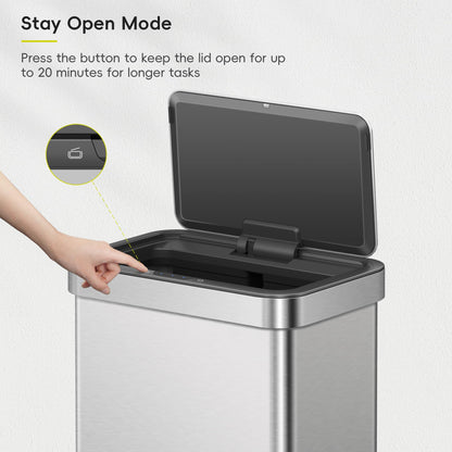 EKO Nova Sensor Trash Can, 21 Gallon/80 Liter Stainless Steel Rectangular Touchless Motion Sensor Trash Can, Matte Metallic 🍁 All In One Marketplace Canada