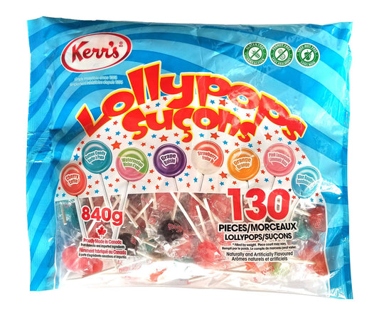 Kerr's Assorted Lollipops - 8 Flavours, 130 Count (840g)