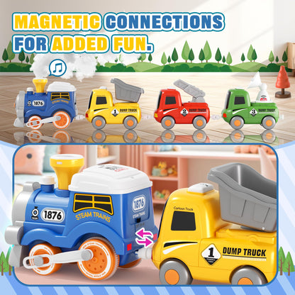 MORECOLL Train Set for Toddlers w/Steam, Music & Lights - First Choo Choo Train for Toddlers, Electric Train Set for Kids, Magnetic Train Toys, Christmas Birthday Gifts for Boys Girls 🍁 All In One Marketplace Canada