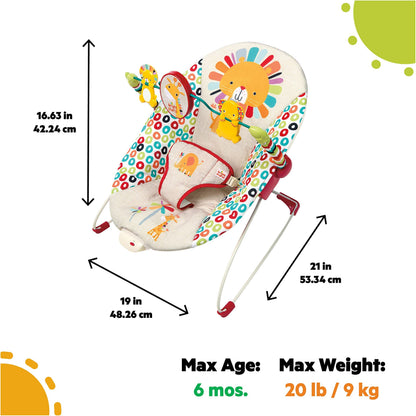 Bright Starts Portable Baby Bouncer Soothing Vibrations Infant Seat with Removable Toy Bar, 0-6 Months 6-20 lbs (Playful Pinwheels) Bright Starts