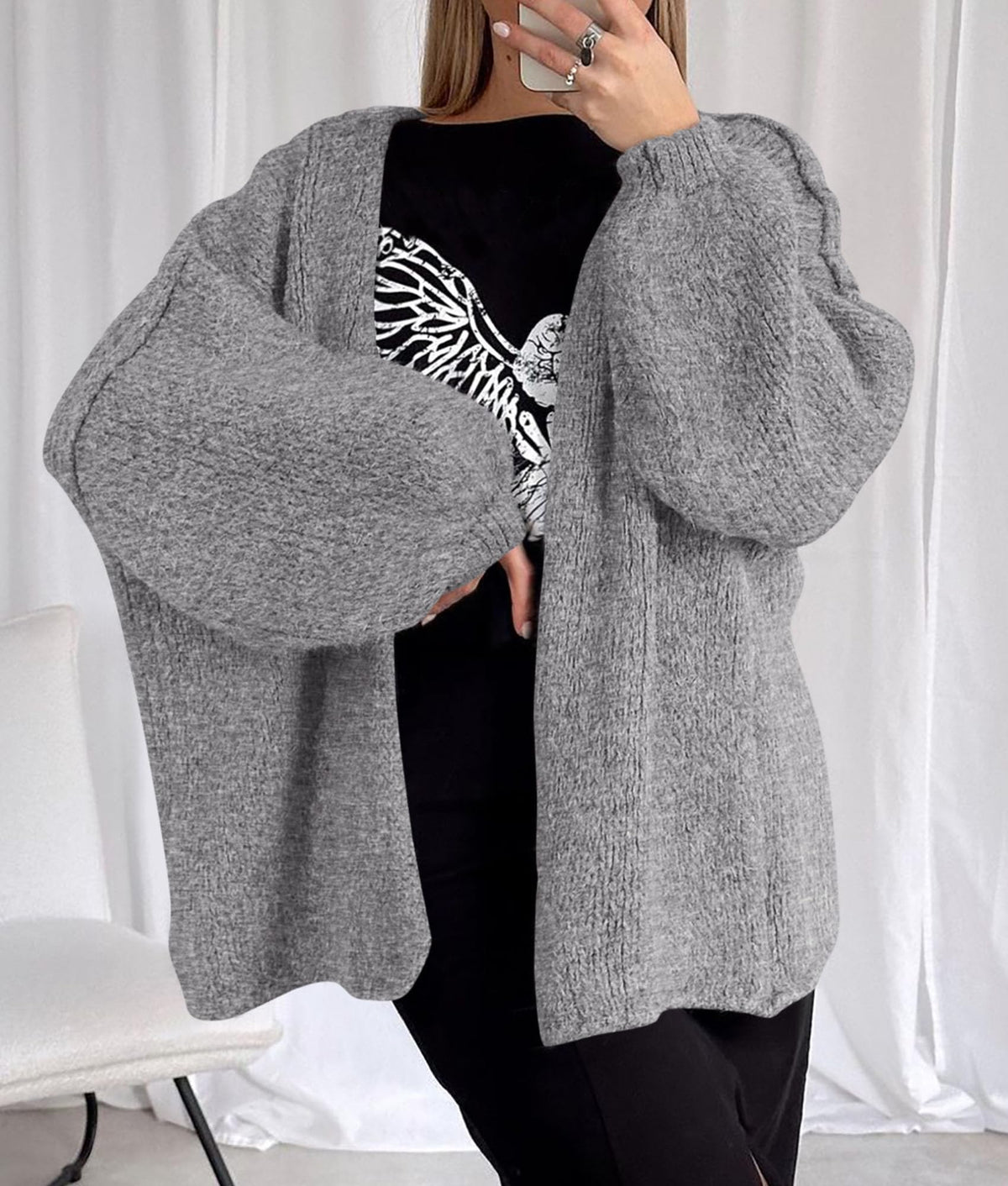 PRETTYGARDEN Womens Open Front Oversized Cardigan Sweaters Grey 🍁 All In One Marketplace Canada