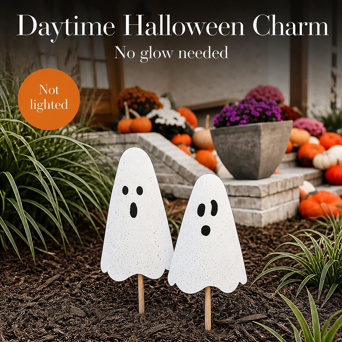 Pancartes de jardin fantômes en métal pour Halloween Mud Pie, 24 po, 20 po