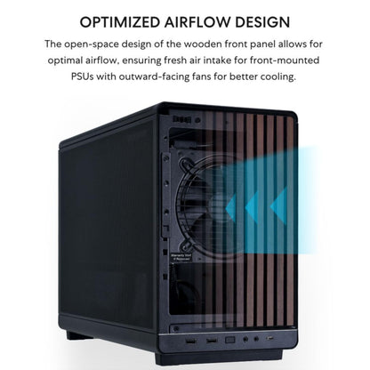 Lian Li A3-mATX-WD-26.3L Micro Form Factor Chassis-No Fans Included-Supports 360mm AIO-Modularity Design-for M-ATX, ITX Motherboard-DAN Cases Collaboration-Wood Front Panel-Black (A3X-WD) Lian Li