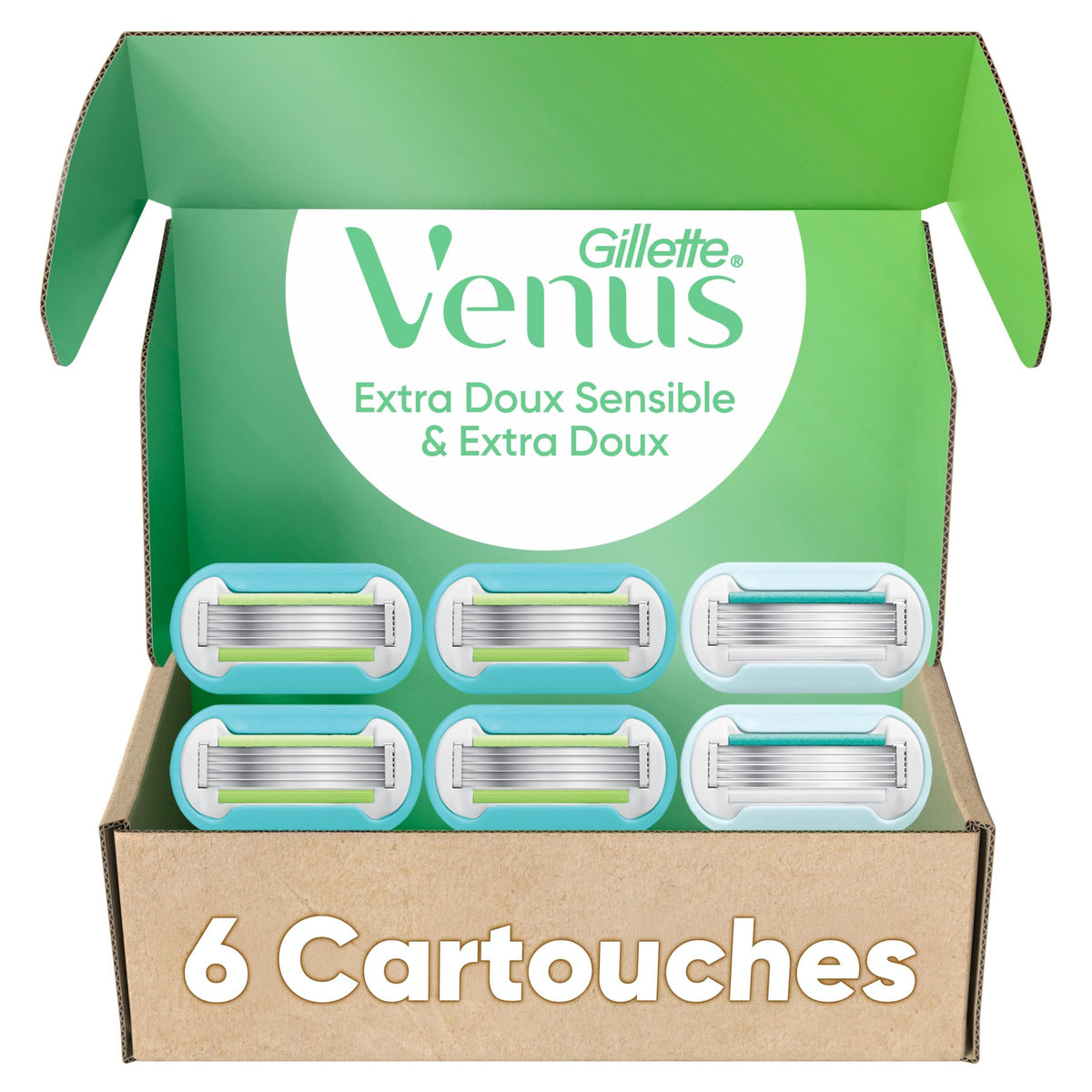 Gillette Venus Razor Blades Refill for Women, Extra Smooth + Extra Smooth Sensitive Razors Refill, 5-Blade Cartridges, 6 Refills