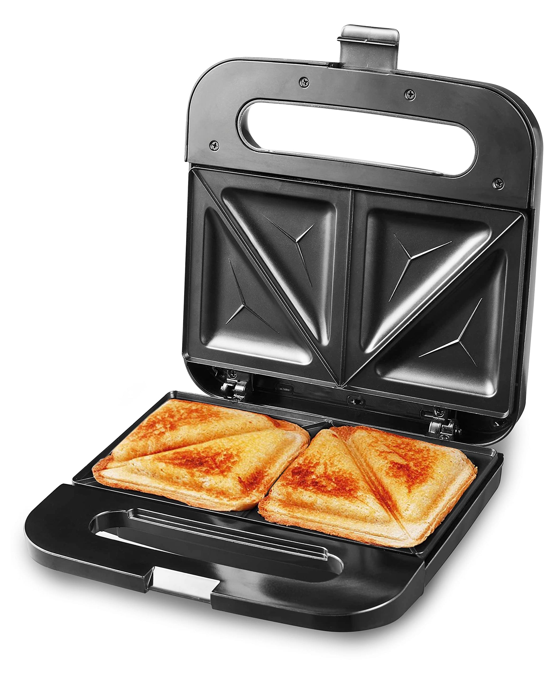 Elite Gourmet ESM-2207SS# Stainless Steel Sandwich Panini Maker Grilled Cheese Machine Tuna Melt Omelets Non-stick Cooking Surface, 2 Slice, 750 Watts, Stainless Steel Elite Gourmet