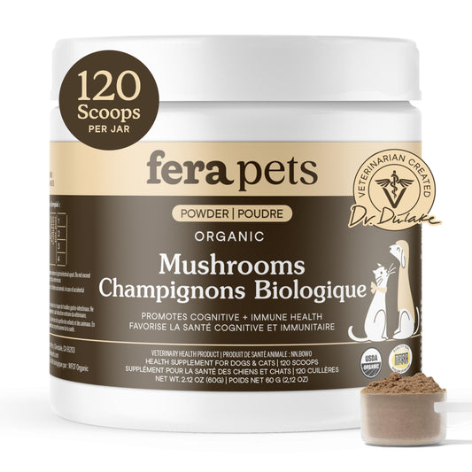 Fera Pets Turkey Tail Mushroom for Dogs & Cats - USDA Organic Supplement - Cognitive and Immune Support - Enhances Liver Function - Supports a Healthy Gut - Powder - 120 Scoops - Available at All In One Marketplace Canada