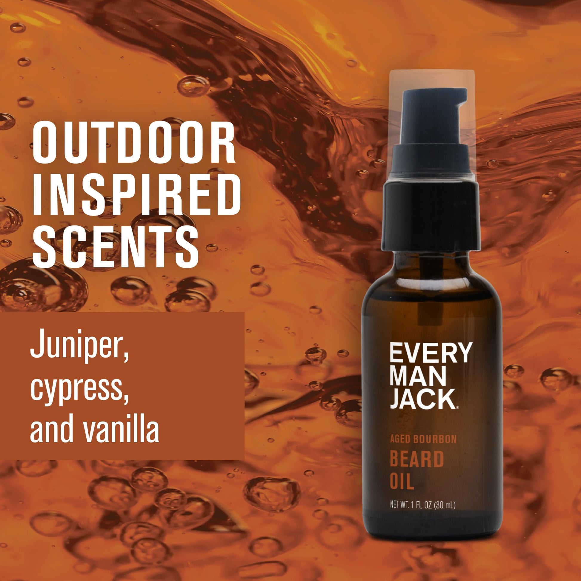 Every Man Jack Mens Beard Oil - Subtle Aged Bourbon Fragrance - Deeply Moisturizes and Softens Your Beard and Adds a Natural Shine - Naturally Derived with Shea Butter- 30 mL - Available at All In One Marketplace Canada