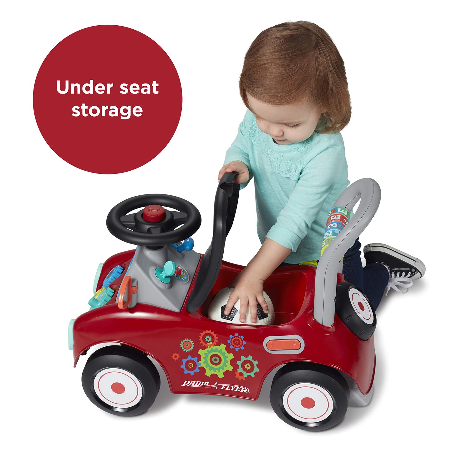 Radio Flyer Busy Buggy, Sit to Stand Toddler Ride On Toy, Ages 1-3, Red Radio Flyer