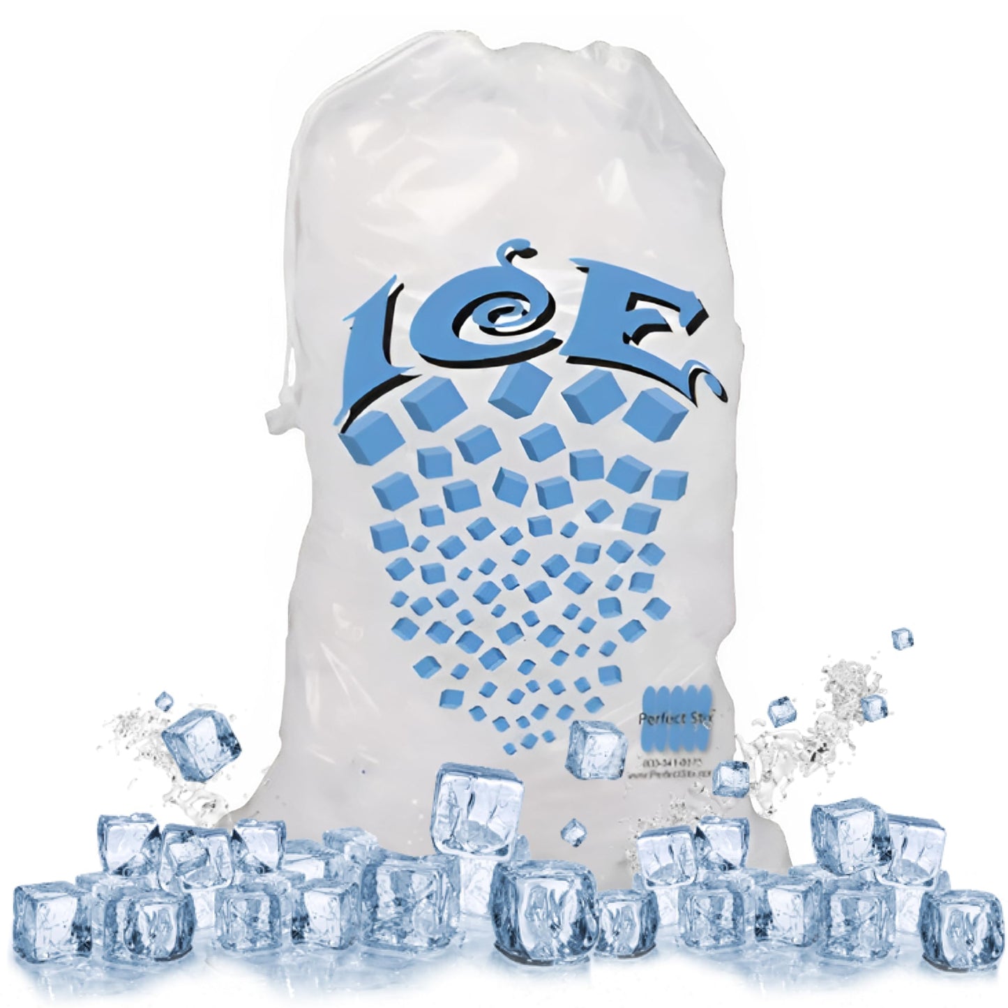 Concession Essentials 8 lb Drawstring Ice Bags – Pack of 100 | Durable Heavy-Duty Plastic Ice Storage Bags with Secure Drawstring Closure | Perfect for Ice Packaging, Parties, Camping, and Commercial Concession Essentials