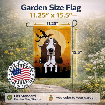 Caroline's Treasures BB1801GF Halloween Basset Hound Garden Size Flag, Small, Multicolor