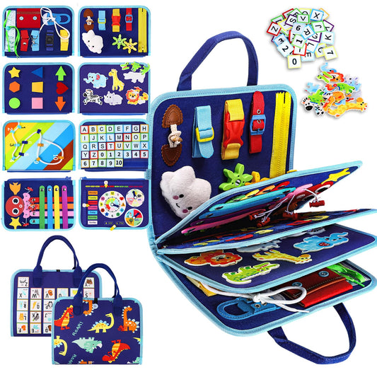 Esjay Busy Board for Toddlers, Montessori Toys for Boys, Sensory Book Toy Educational Activities for Fine Motor Skills Learning, Birthday Gifts for Boys Toddler, Toys for Travel Airplane Car