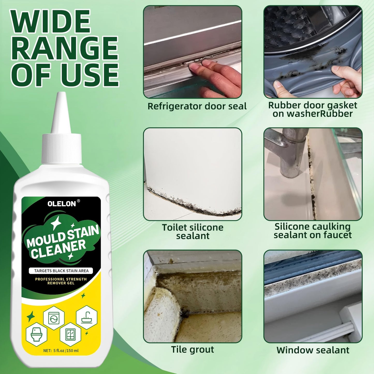 Mold Remover Gel for Washing Machine Cleaner and Tile Grout Cleaner