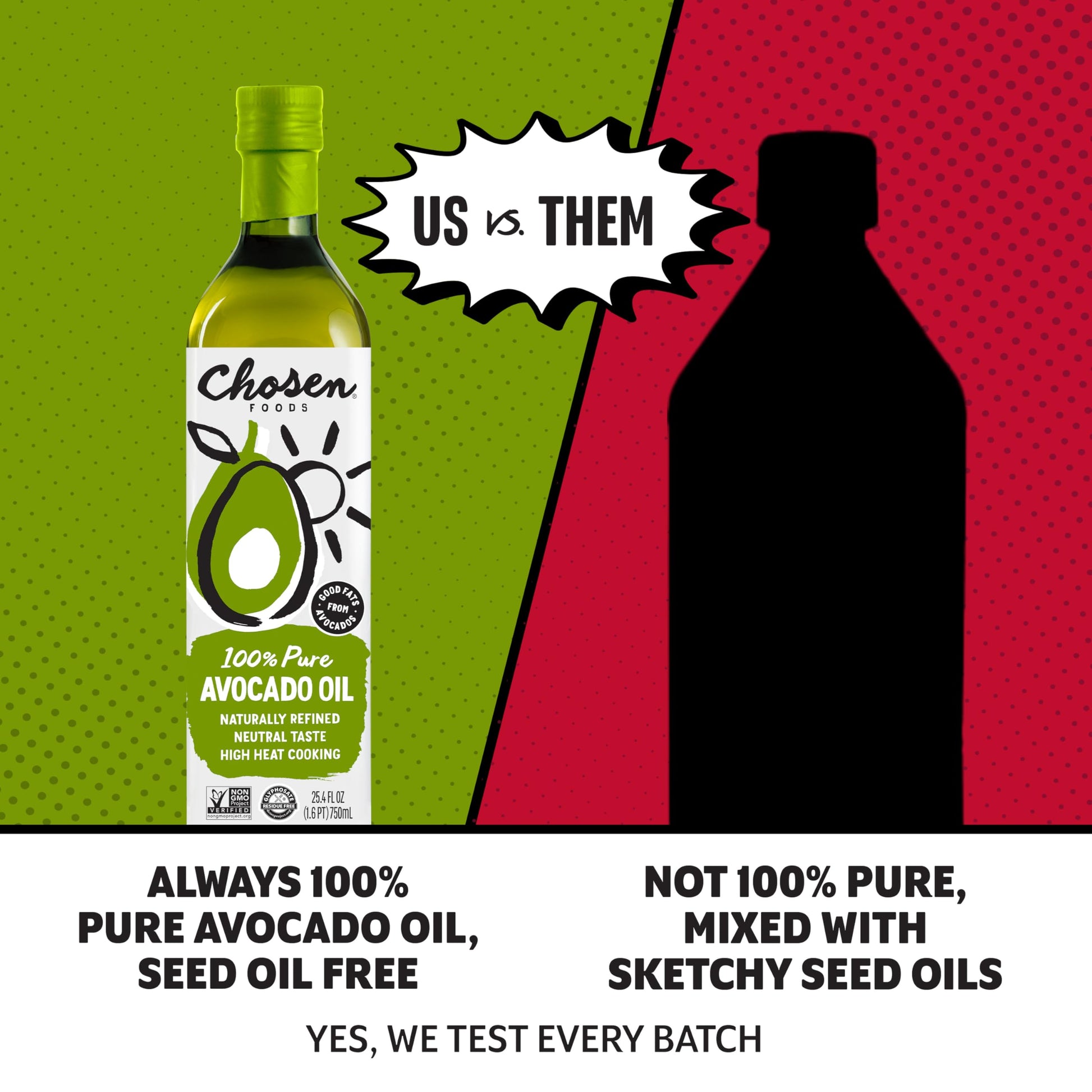 Chosen Foods 100% Pure Avocado Oil 25.3 oz, Non-GMO, for High-Heat Cooking, Frying, Baking, Homemade Sauces, Dressings and Marinades, 750.0 ml (Pack of 1)