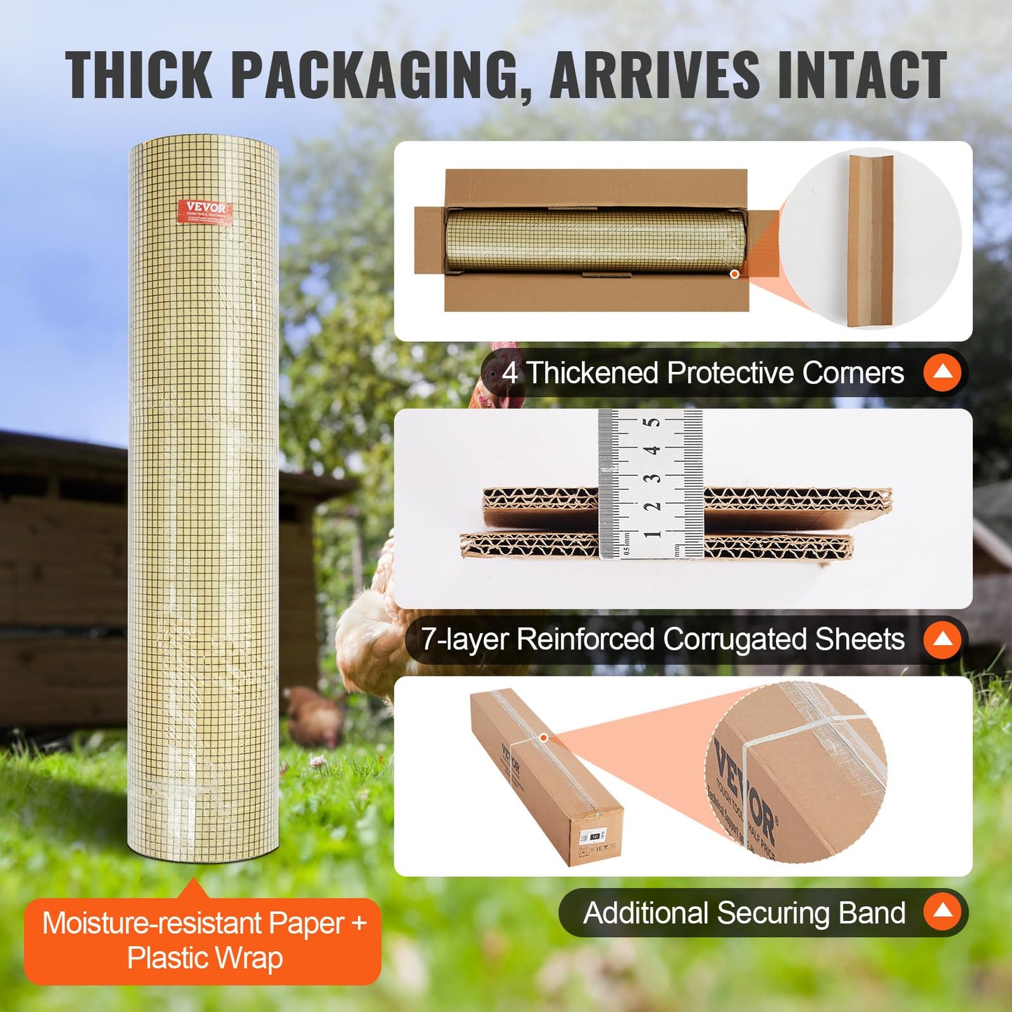 VEVOR Hardware Cloth, 48'' x 50' Galvanized Wire Mesh Roll, 19 Gauge Chicken Wire Fence Roll, Vinyl Coating Metal Wire Mesh for Chicken Coop Barrier, Rabbit Snake Fences, Poultry Enclosures VEVOR