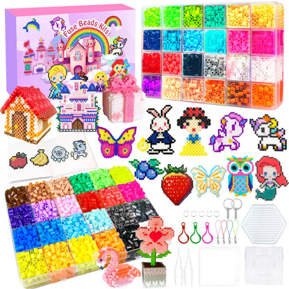 Fuse Beads Kit - 48 Colors 5mm Fuse Beads Set with Pegboards, Ironing Papers and Accessories, Fuse Beads 2 Boxes, DIY Craft Kits for Kids, Arts and Crafts Gifts for Girls & Boys Christmas Birthday 🍁 All In One Marketplace Canada