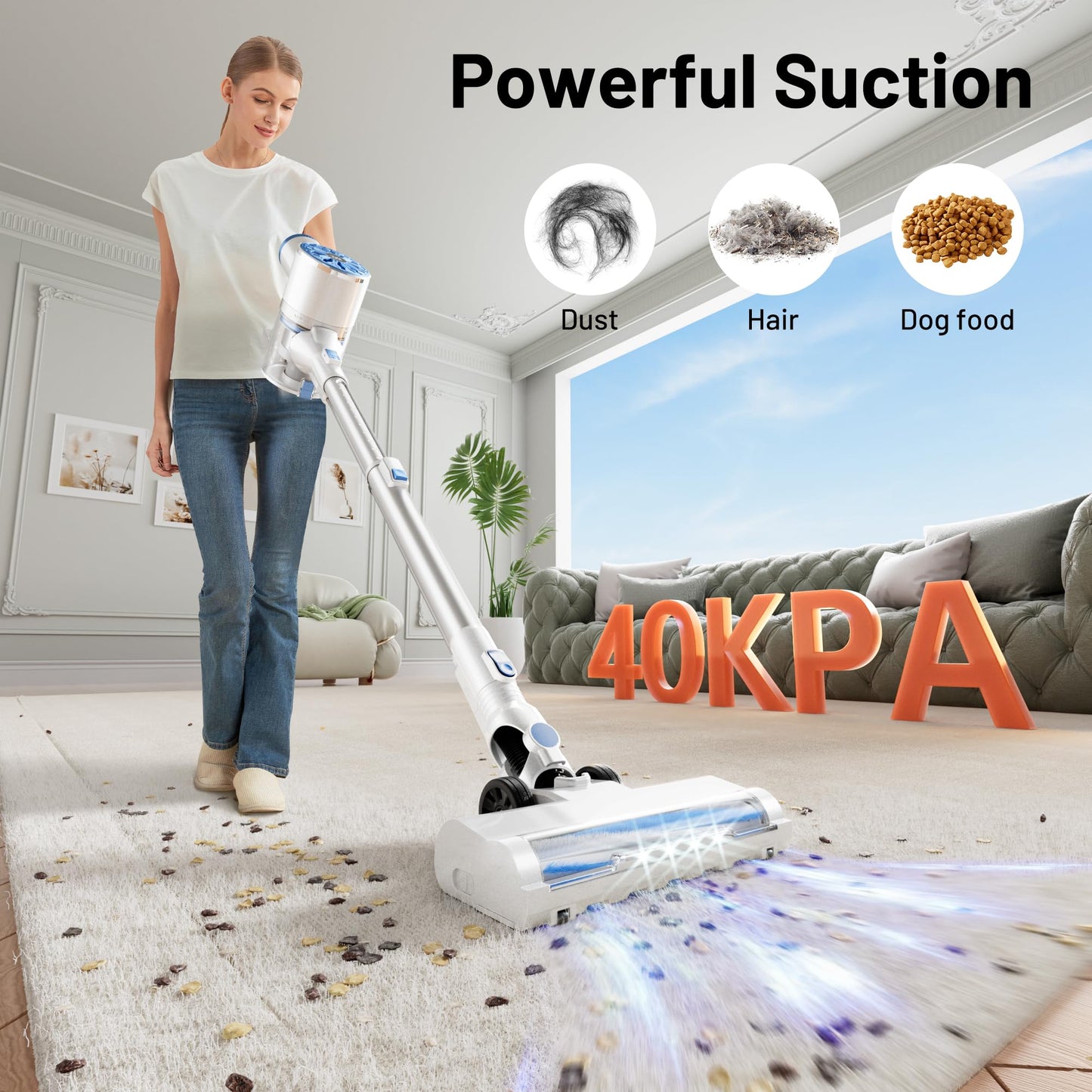 VIPSUN Cordless Vacuum Cleaner with Self-Standing, LED Screen Stick Vacuum Cleaners for Home, Lightweight Powerful Suction Vacuum, 6-in-1 Rechargeable Vacuum for Carpets, Pet Hair, Hardwood Floors - Available at All In One Marketplace Canada