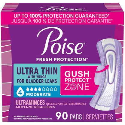 Poise Ultra Thin Incontinence Pads with Wings, Moderate Absorbency, Bladder Control Pads, 90 Count (3 Packs of 30) 🍁 All In One Marketplace Canada
