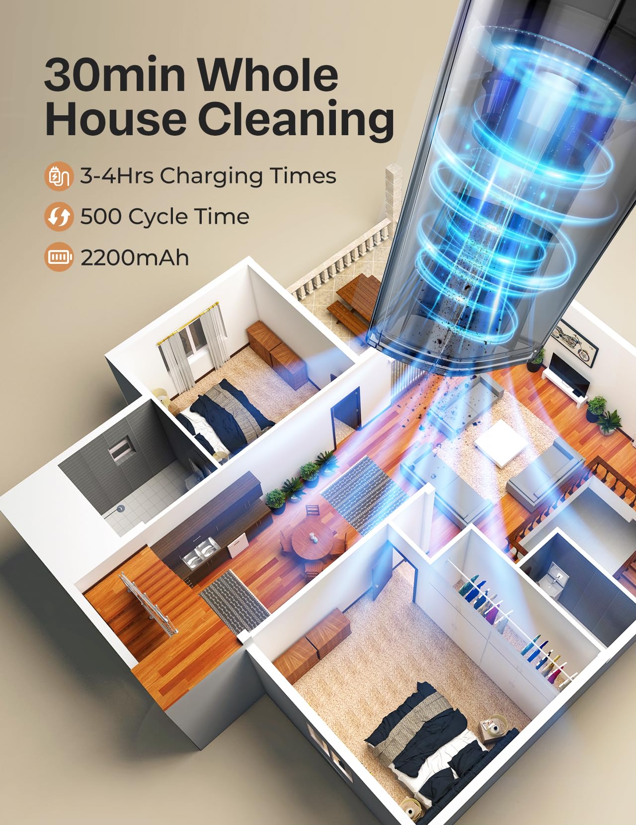 Handheld Vacuum Cleaner, Powerful Suction Portable Lightweight Hand Held Vacuum Cordless with 25-30Mins Long Runtime Rechargeable Battery Quick Charge for Home, Car, Carpet Stairs, Pet Hair Cleaning - Available at All In One Marketplace Canada